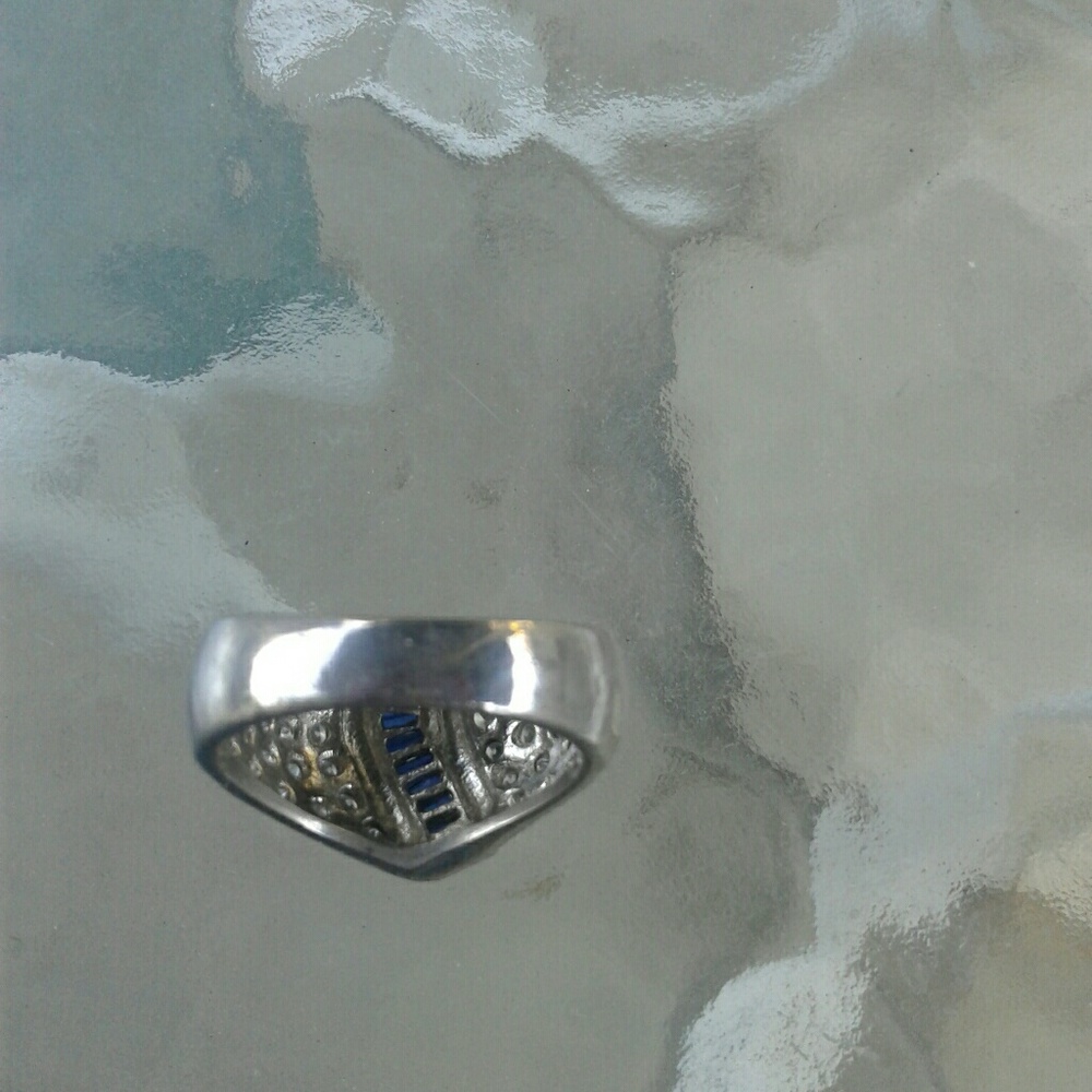 Vintage Sterling Silver Sapphire CZs Ring - Picture 5 of 8